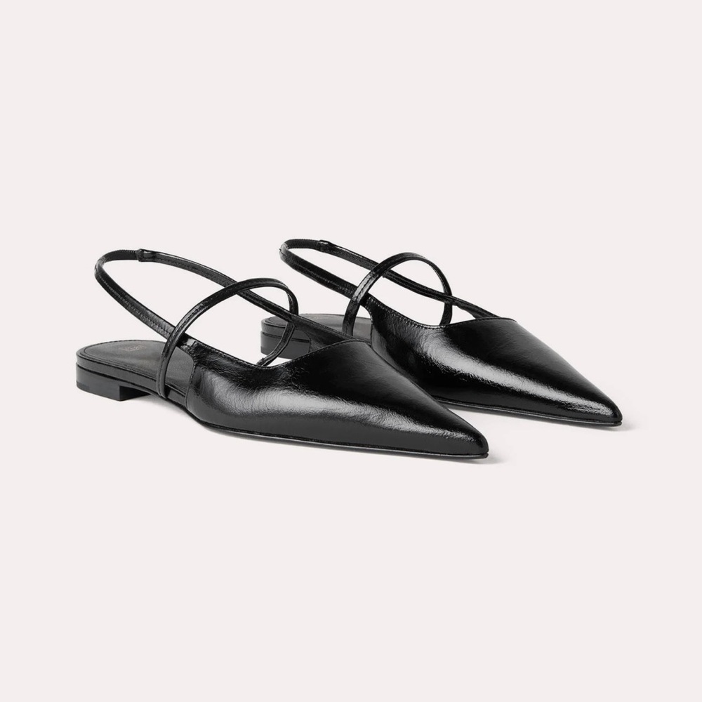 Toteme Sharp patent slingback flats black